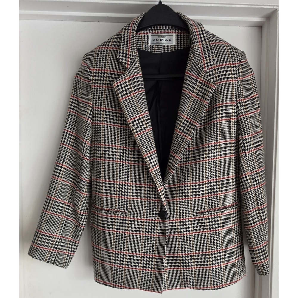 VTG Dumas Women's Blazer Size 4 Plaid Multicolor Made in USA Classic Jacket